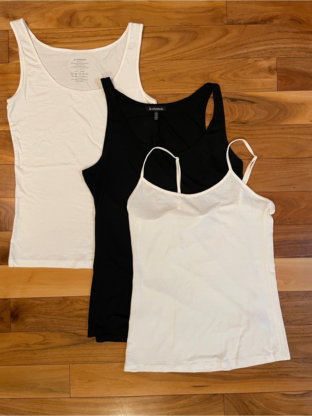 le chateau Women's Black & White Tank Top Set - Scoop & Camisole Styles